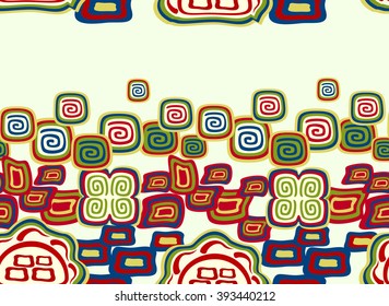Seamless colorful pattern in Indian style with symbols. EPS10 vector illustration