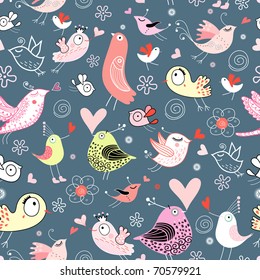 Seamless colorful pattern with lovers birds