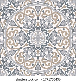 Seamless colorful pattern with mandala. Vintage decorative element. Hand drawn pattern in turkish style. Islam, Arabic, Indian, ottoman motif. Vector illustration.	