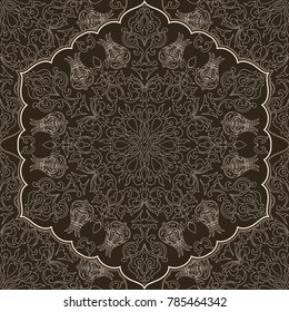 Seamless colorful pattern with mandala. Vintage decorative element. Hand drawn pattern in turkish style. Islam, Arabic, Indian, ottoman motif. Vector illustration