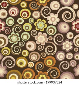 Seamless colorful pattern on brown background