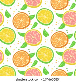 Seamless colorful pattern with oranges. Vector illustration.

