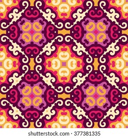 Seamless colorful pattern in oriental style. Islam, Arabic, Asian motifs. Carpet, tile, wallpaper ornament