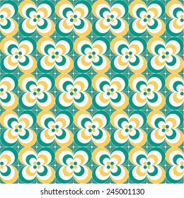 Seamless colorful pattern with ornaments in shape of flower
