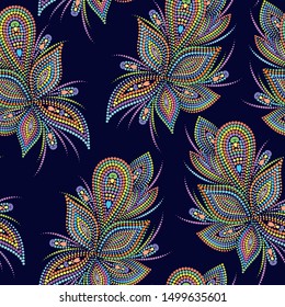 Seamless colorful pattern with paisley. Traditional bright ethnic ornament. Vector print. Use for wallpaper, pattern fills,textile design.	