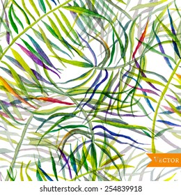 Seamless colorful pattern with palm leaves
