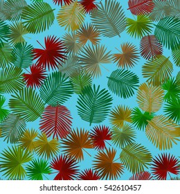 Seamless colorful pattern of palm leaves. Camouflage.
