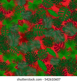 Seamless colorful pattern of palm leaves. Camouflage.