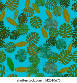 Seamless colorful pattern of palm leaves. Camouflage.