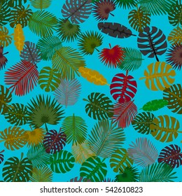 Seamless colorful pattern of palm leaves. Camouflage.