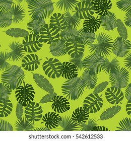 Seamless colorful pattern of palm leaves. Camouflage.