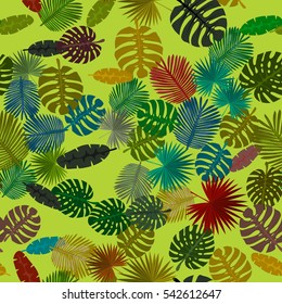 Seamless colorful pattern of palm leaves. Camouflage.