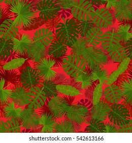 Seamless colorful pattern of palm leaves. Camouflage.