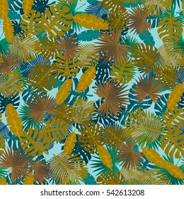 Seamless colorful pattern of palm leaves. Camouflage.