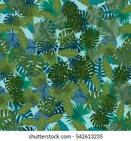 Seamless colorful pattern of palm leaves. Camouflage.