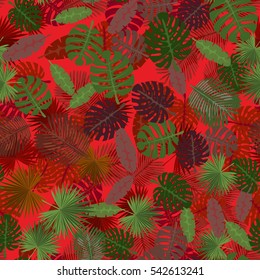 Seamless colorful pattern of palm leaves. Camouflage.