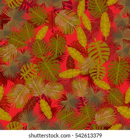 Seamless colorful pattern of palm leaves. Camouflage.