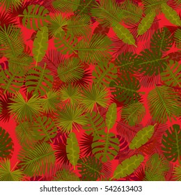Seamless colorful pattern of palm leaves. Camouflage.