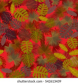 Seamless colorful pattern of palm leaves. Camouflage.