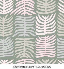 The seamless colorful pattern with palm tree leaves. Hand drawn exotic overlapping nature background for your design.Textile, blog decoration, banner, poster, wrapping paper.