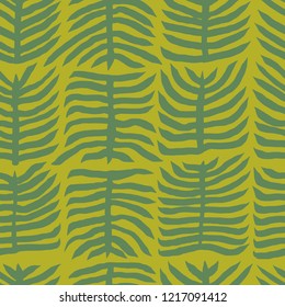 The seamless colorful pattern with palm tree leaves. Hand drawn exotic overlapping nature background for your design.Textile, blog decoration, banner, poster, wrapping paper.
