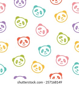 Seamless colorful pattern with panda bear. Vector illustration. 