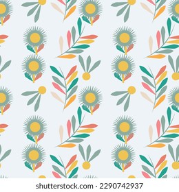Seamless colorful pattern with plant elements