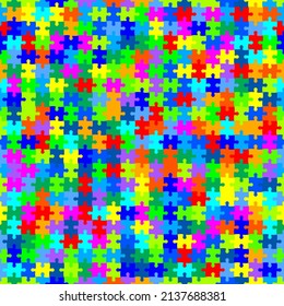 Seamless colorful pattern with puzzles, jigsaw, childrens pattern. Modern stylish ornament texture for wrapping paper, carpet, bathroom tiles or clothing textile print