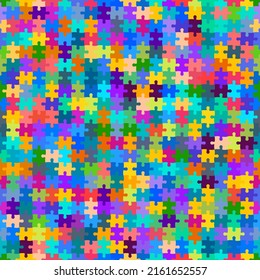 Patrón de color sin foco con rompecabezas, sierra de jigné, patrón de niños. Textura moderna y elegante de adorno para papel de envoltura, alfombra, baldosas de baño o indumentaria para estampado textil