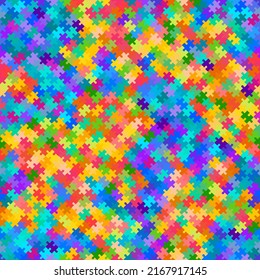Seamless colorful pattern with puzzles, jigsaw, childrens pattern. Modern stylish ornament texture for wrapping paper, carpet, bathroom tiles or clothing textile print