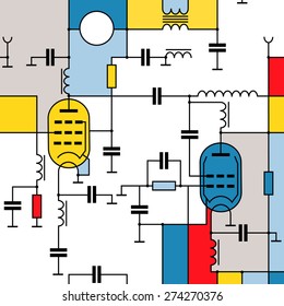 Seamless colorful  pattern with radio scheme