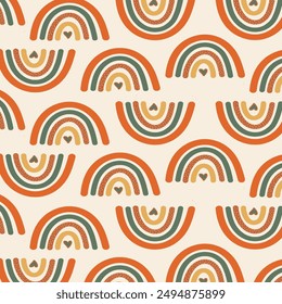 Seamless colorful pattern with raibows. Perfect for kids fabric, textile, nursery wallpaper. Fantastic background.