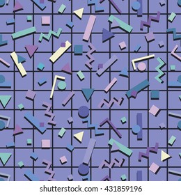 Seamless colorful pattern  in retro style on black background.Vector illustration.