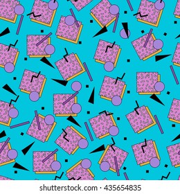 Seamless colorful pattern in retro style on white background.Vector illustration