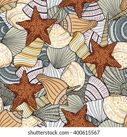 Seamless colorful pattern with sea background 
