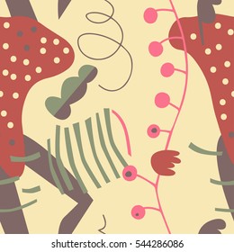 The seamless colorful pattern with shapes, lines, spots, imprints, dots and design elements. Hand drawn overlapping background for your design.Textile, blog decoration, banner, poster, wrapping paper.