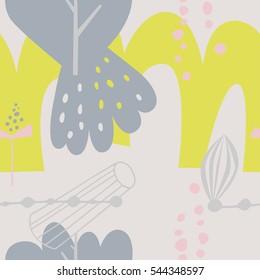 The seamless colorful pattern with shapes, lines, spots, imprints, dots and design elements. Hand drawn overlapping background for your design.Textile, blog decoration, banner, poster, wrapping paper.