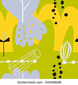 The seamless colorful pattern with shapes, lines, spots, imprints, dots and design elements. Hand drawn overlapping background for your design.Textile, blog decoration, banner, poster, wrapping paper.
