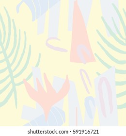 The seamless colorful pattern with shapes, lines, spots, imprints, dots and design elements. Hand drawn overlapping background for your design.Textile, blog decoration, banner, poster, wrapping paper.
