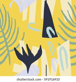 The seamless colorful pattern with shapes, lines, spots, imprints, dots and design elements. Hand drawn overlapping background for your design.Textile, blog decoration, banner, poster, wrapping paper.