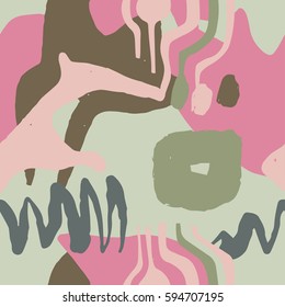 The seamless colorful pattern with shapes, lines, spots, imprints, dots and design elements. Hand drawn overlapping background for your design.Textile, blog decoration, banner, poster, wrapping paper.