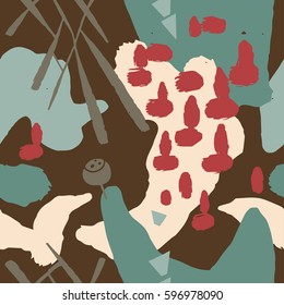 The seamless colorful pattern with shapes, lines, spots, imprints, dots and design elements. Hand drawn overlapping background for your design.Textile, blog decoration, banner, poster, wrapping paper.