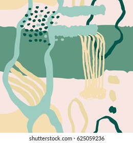 The seamless colorful pattern with shapes, lines, spots, imprints, dots and design elements. Hand drawn overlapping background for your design.Textile, blog decoration, banner, poster, wrapping paper.