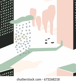 The seamless colorful pattern with ?ity, skyscrapers and trees. Hand drawn overlapping background for your design.Textile, blog decoration, banner, poster, wrapping paper.
