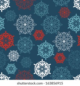 Seamless colorful pattern with snowflakes