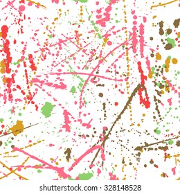 Seamless colorful pattern with spots and splashes. Vector illustration.