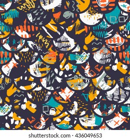 Seamless colorful pattern, squama. Hand Drawn textures made by marker. Good for Wedding, anniversary, birthday, Valentin's day, party invitations.