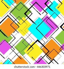 Seamless colorful pattern with squares. Vector abstract background. 