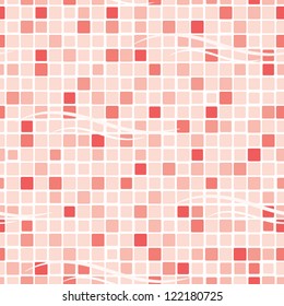 The seamless colorful pattern with squares and waves.