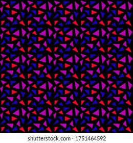 Seamless colorful pattern, triangular shapes, stained glass style, flat design, vector template print, texture, background. 
